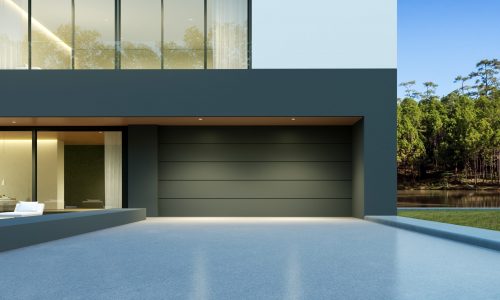 3D rendering of modern luxury house with garage.